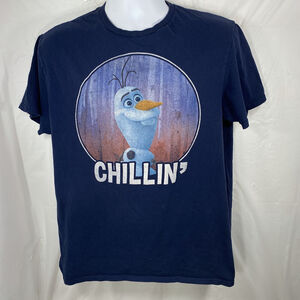 Disney Frozen II Men's Large Olaf The Snowman Chillin Navy Blue Graphic T Shirt
